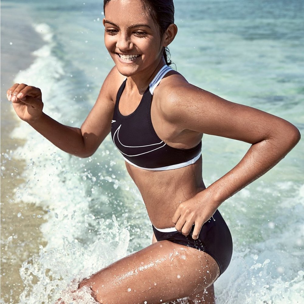 🆕️ Nike 2-Pc. Swooch Racerback Bikini Swimsuit LP - Picture 3 of 8